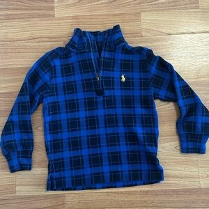 Polo by Ralph Lauren Blue and Black Buffalo Plaid Quarter-Zip Pullover
